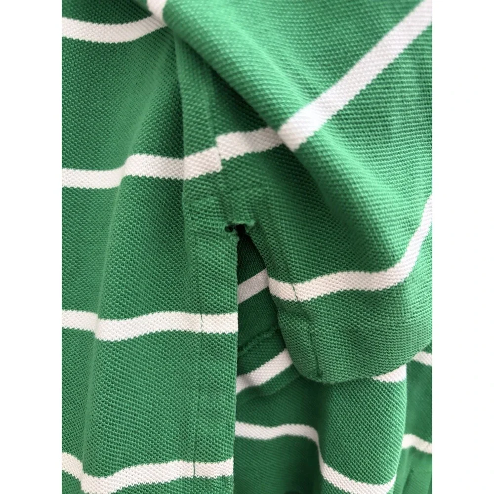 Polo Ralph Lauren Shirt Mens XL Green White Striped Short Sleeve White Pony Logo